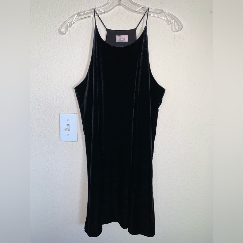 Love…ady Black Velvet Mini Slip Dress